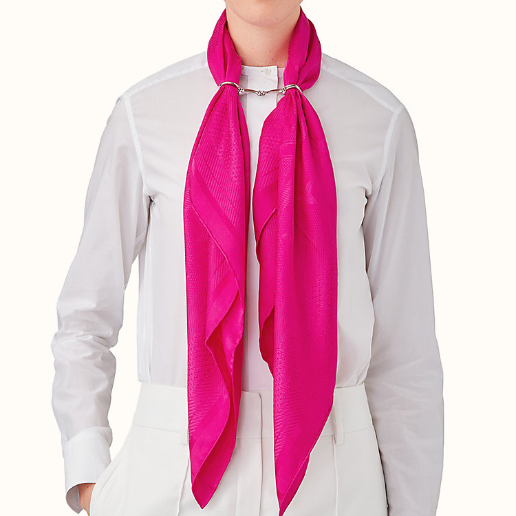 Hermes Palladium Plated Silver Scarf Ring Unisex Elegant Couple Design Silver H601433S-00 圖 3