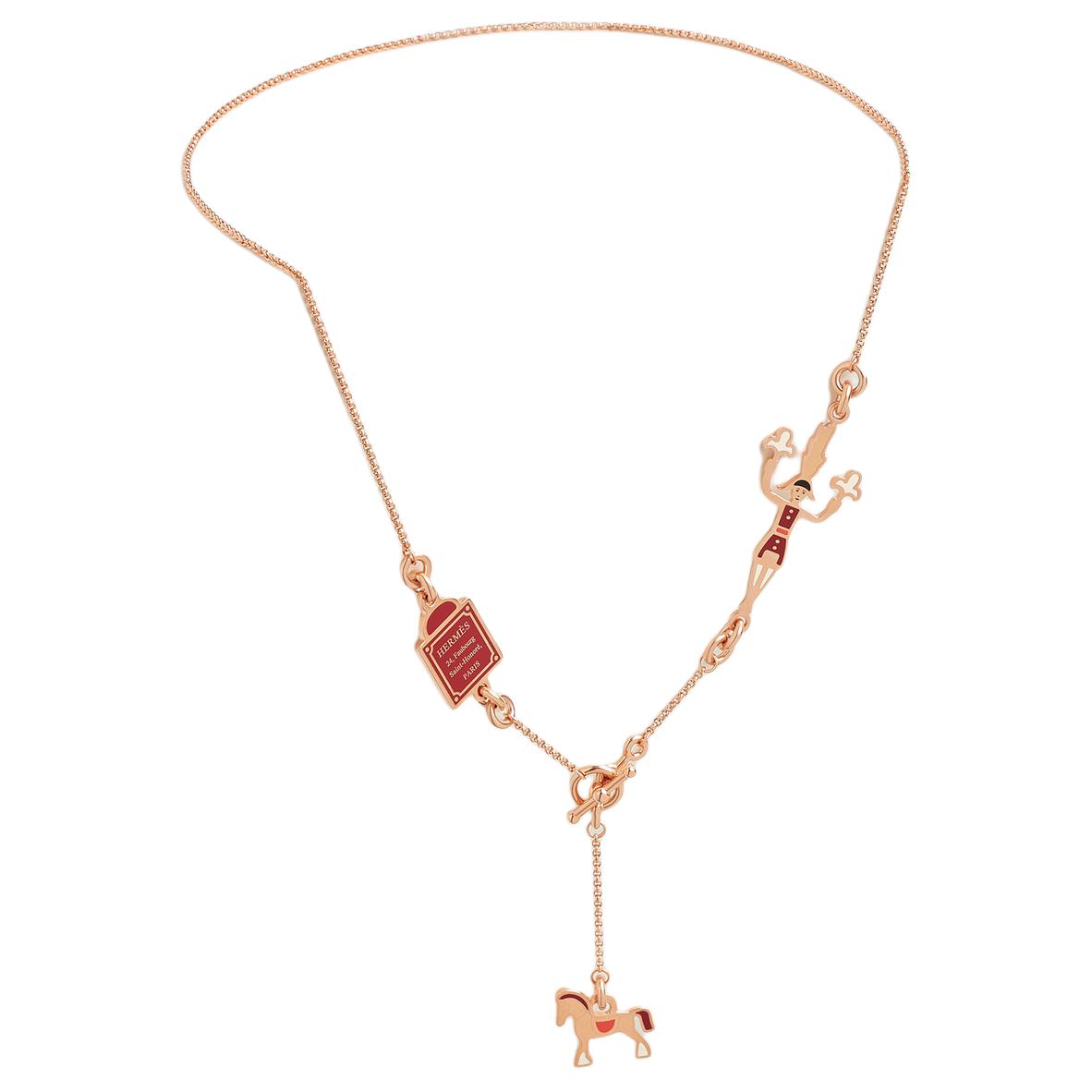 HERMES Parade Necklace Rose Gold Unisex Couple Design with Two-Tone Style H100005FO 圖 3