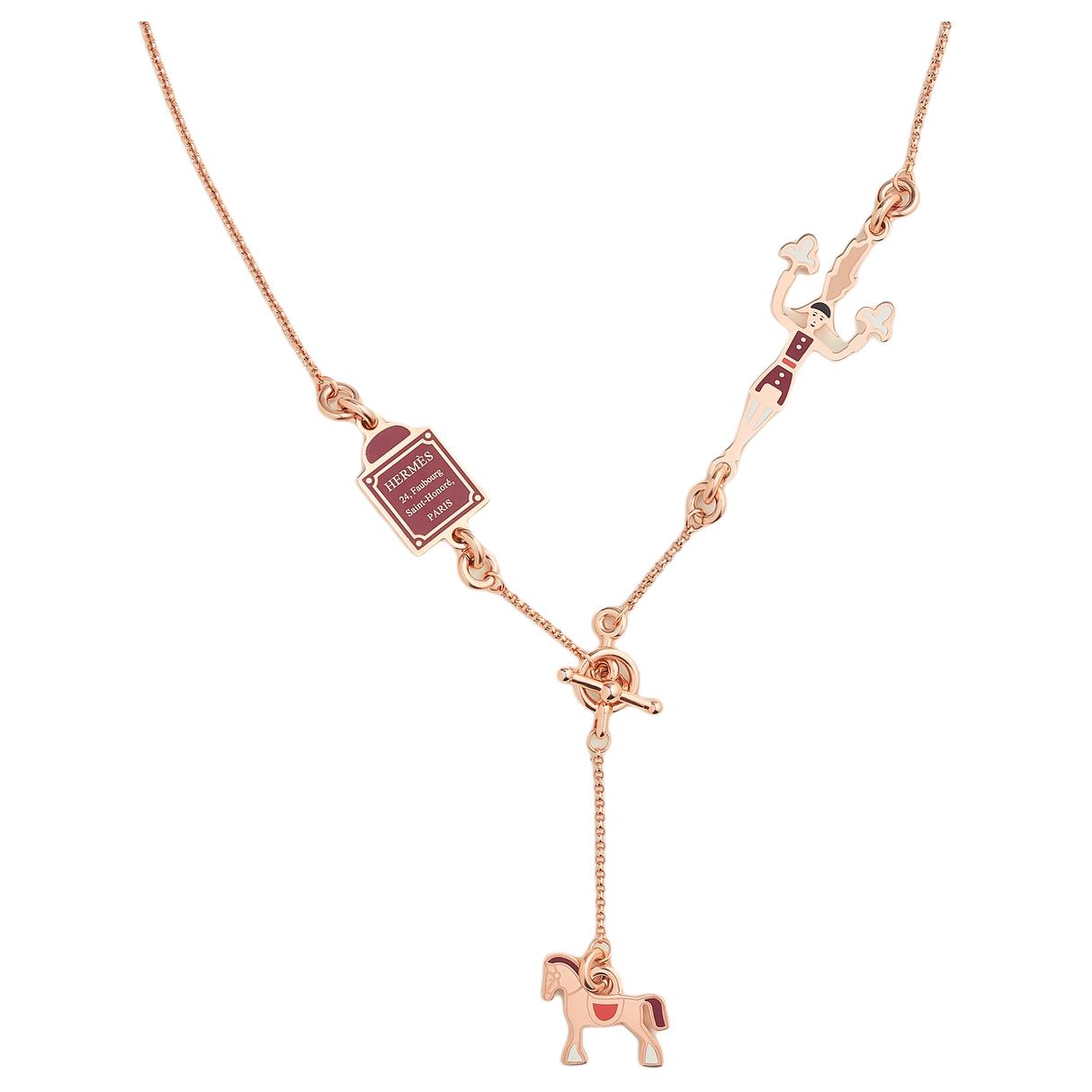 HERMES Parade Necklace Rose Gold Unisex Couple Design with Two-Tone Style H100005FO 圖 4