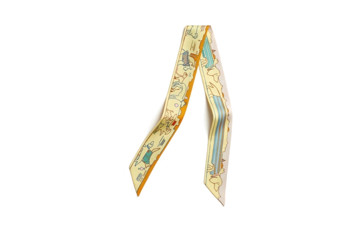 HERMES Paris Dog Animal Print Scarf Unisex Couple Style Yellow. H064116S 09 圖 2