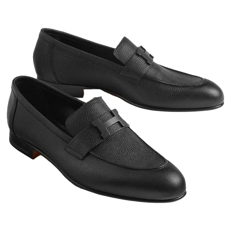 Shop Mocassin en Cuir Noir HERMÈS Paris H241883Z-A02