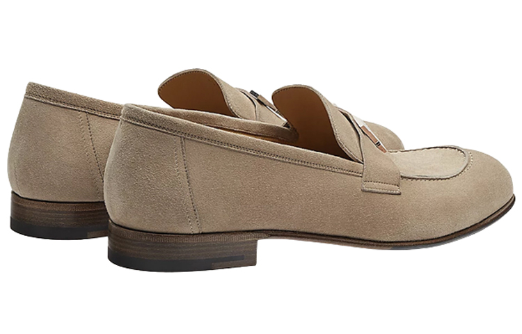 Shop HERMES Paris Mocassini in Suede ''Marrone Chiaro'' H201491Z-AC9
