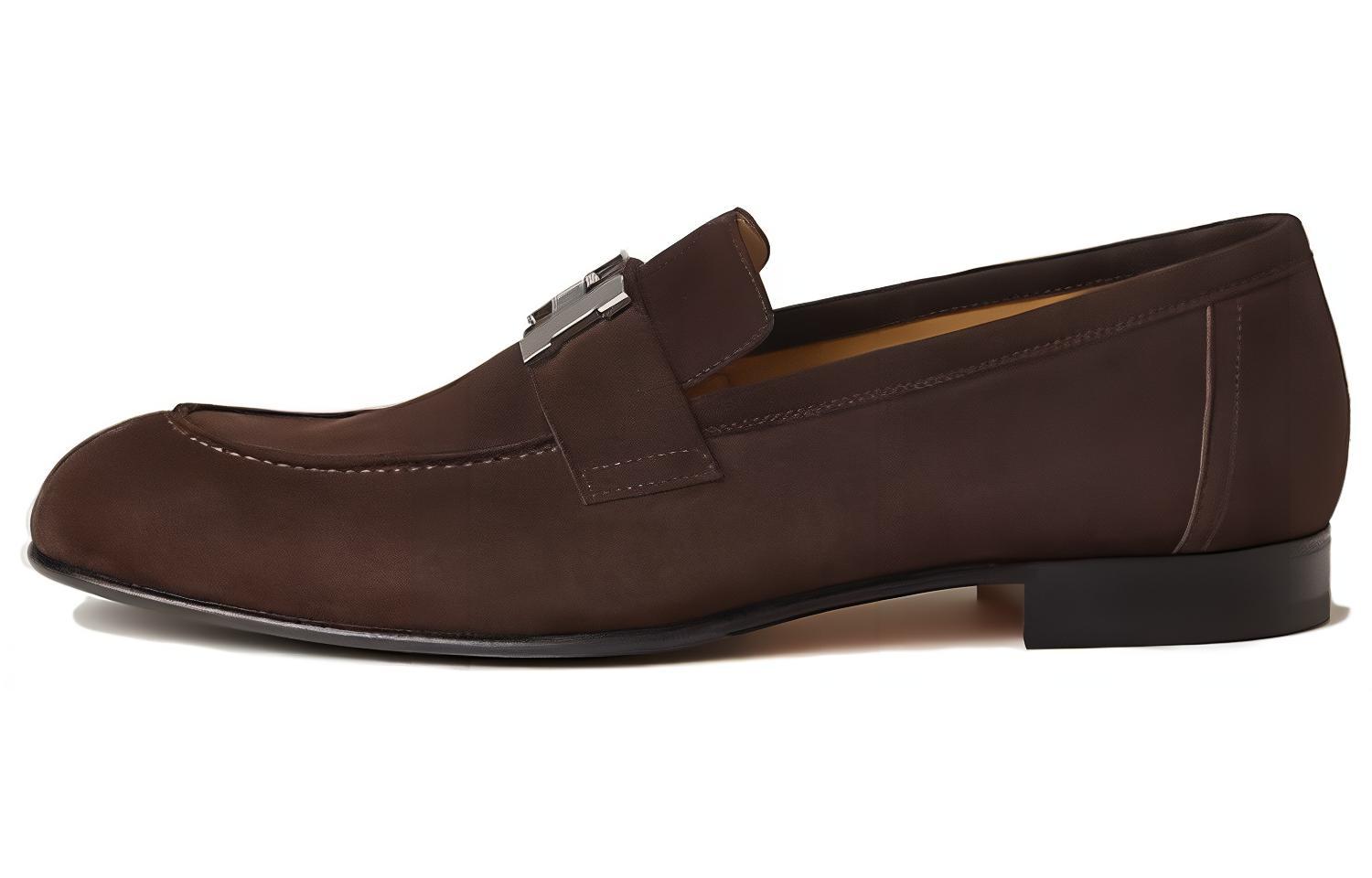 HERMES Paris Suede Round-Toe Loafer 'Brown' H211900Z-AME
