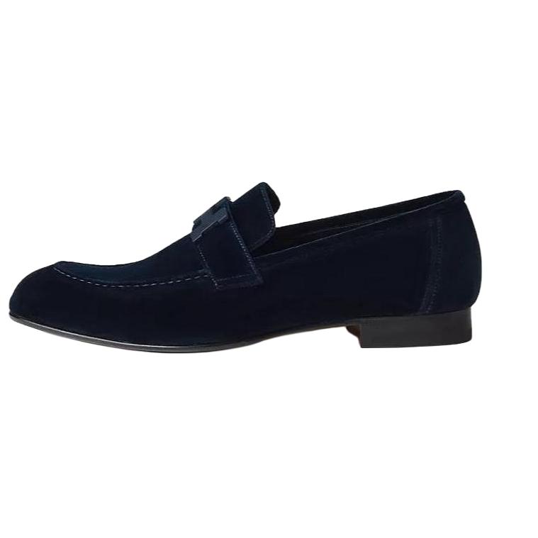 HERMES Paris Suede Round Toe Loafer 'Blue Comfort' H232861Z-AI2