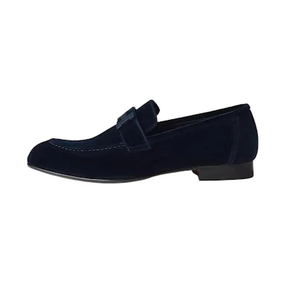 HERMES Paris Suede Round Toe Loafer 'Blue CMFT'