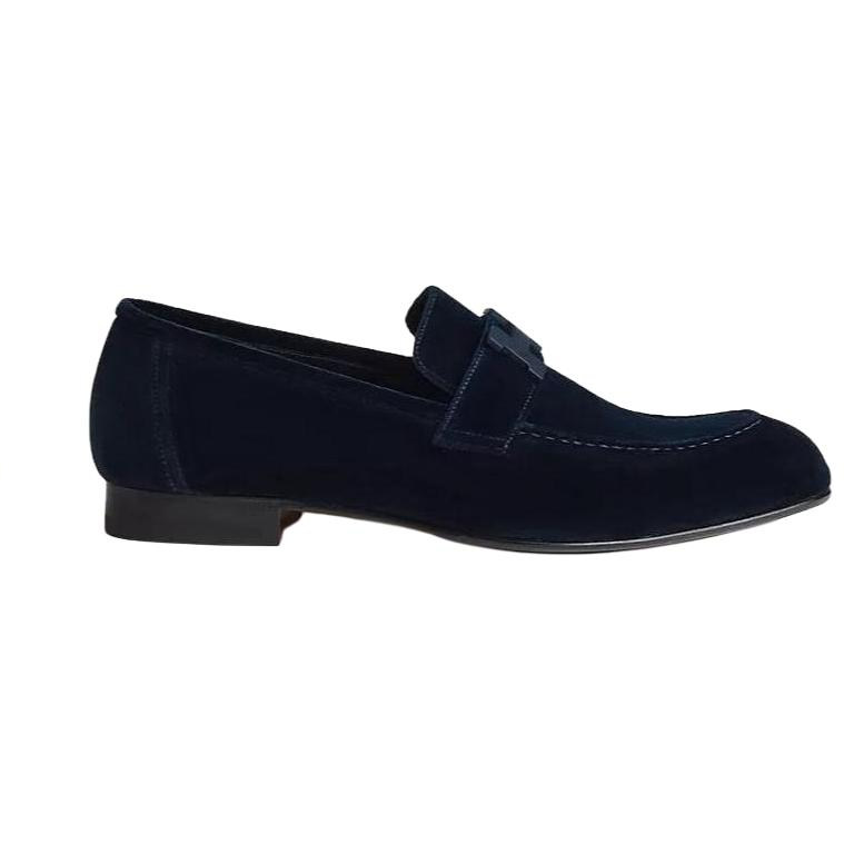 Order HERMES Paris Suède Ronde Neus Loafer ''Blauwe Comfort'' H232861Z-AI2