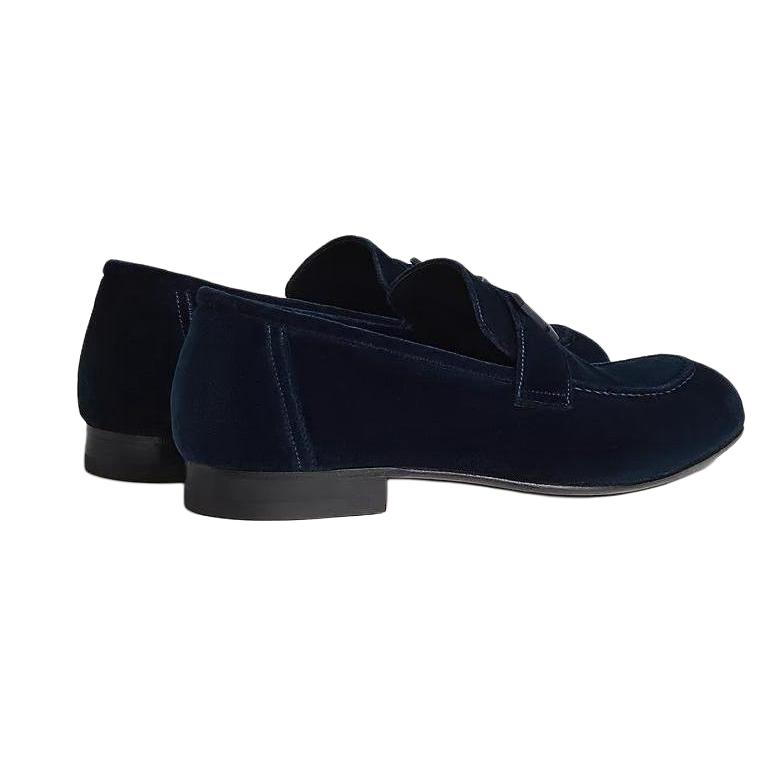 Shop HERMES Paris Suède Ronde Neus Loafer ''Blauwe Comfort'' H232861Z-AI2