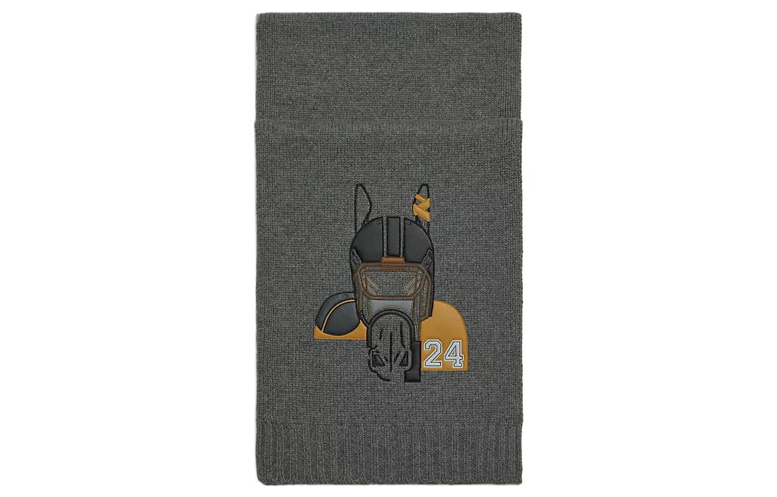 HERMES Patch Cuir Quarterb'H Graphic Print Wool Scarf for Men in Ash Gray. H393972T-02 圖 2