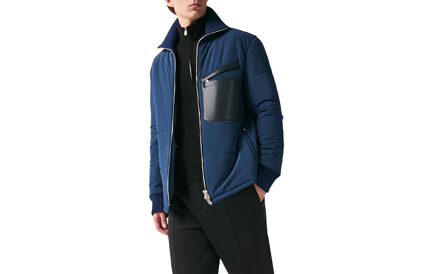 Hermes Patchwork Casual Jacket with Turn-Down Collar H362820HI60