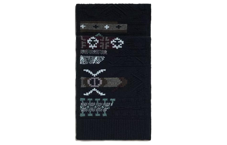 HERMES Pattern Design Wool Scarf  Navy Blue. H394085T03 圖 2