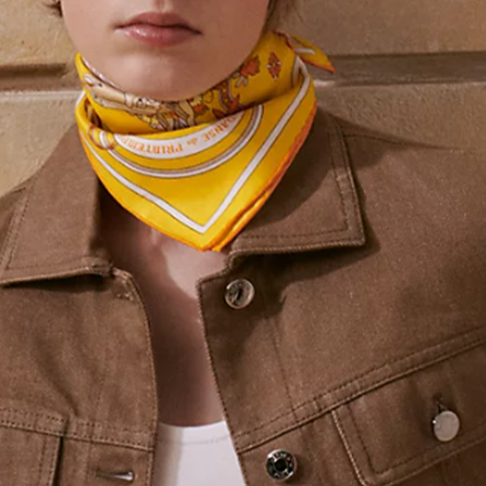 HERMES Patterned Print Silk Scarf Unisex Couple Style - Yellow. H893922S 圖 3