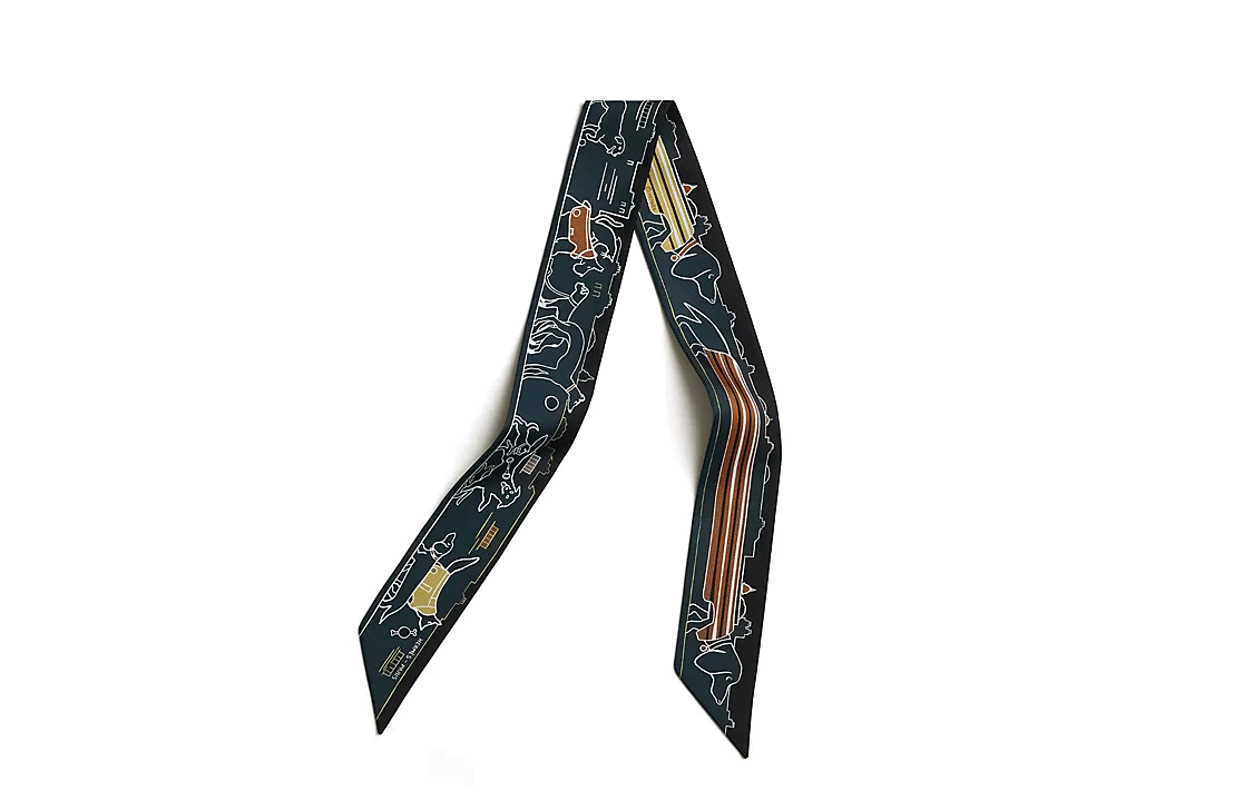 HERMES Patterned Silk Scarf Unisex Couple Design in Black. H064116S 01 圖 2