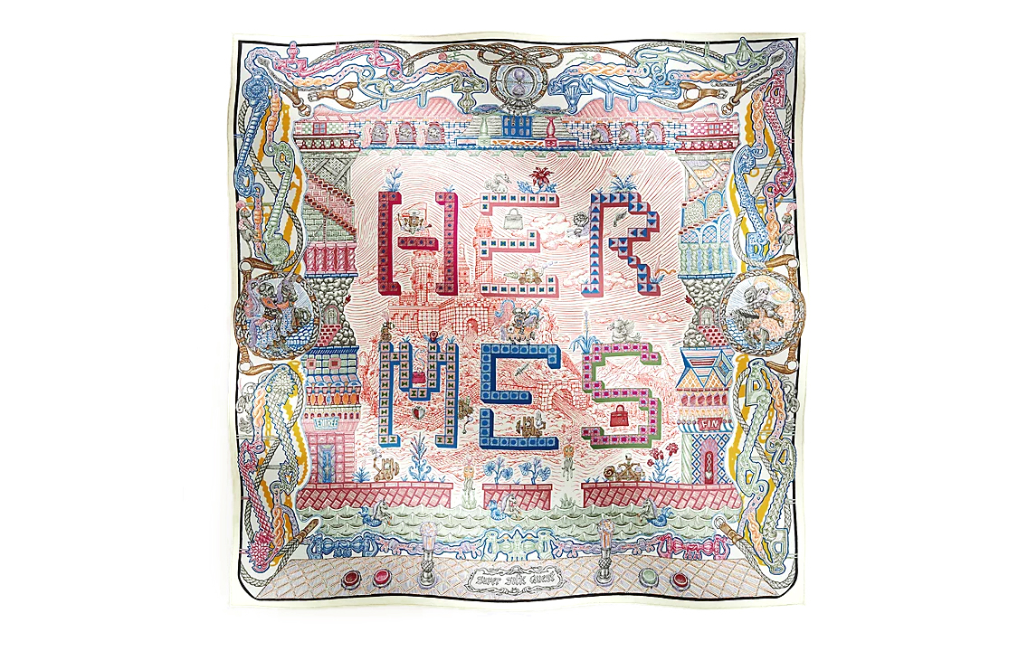 HERMES Patterned Silk Scarf Unisex Couples Design Multicolor H004011S 01 圖 2