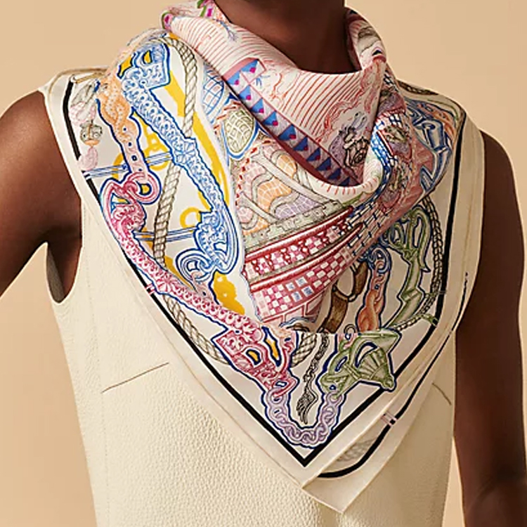 HERMES Patterned Silk Scarf Unisex Couples Design Multicolor H004011S 01 圖 3