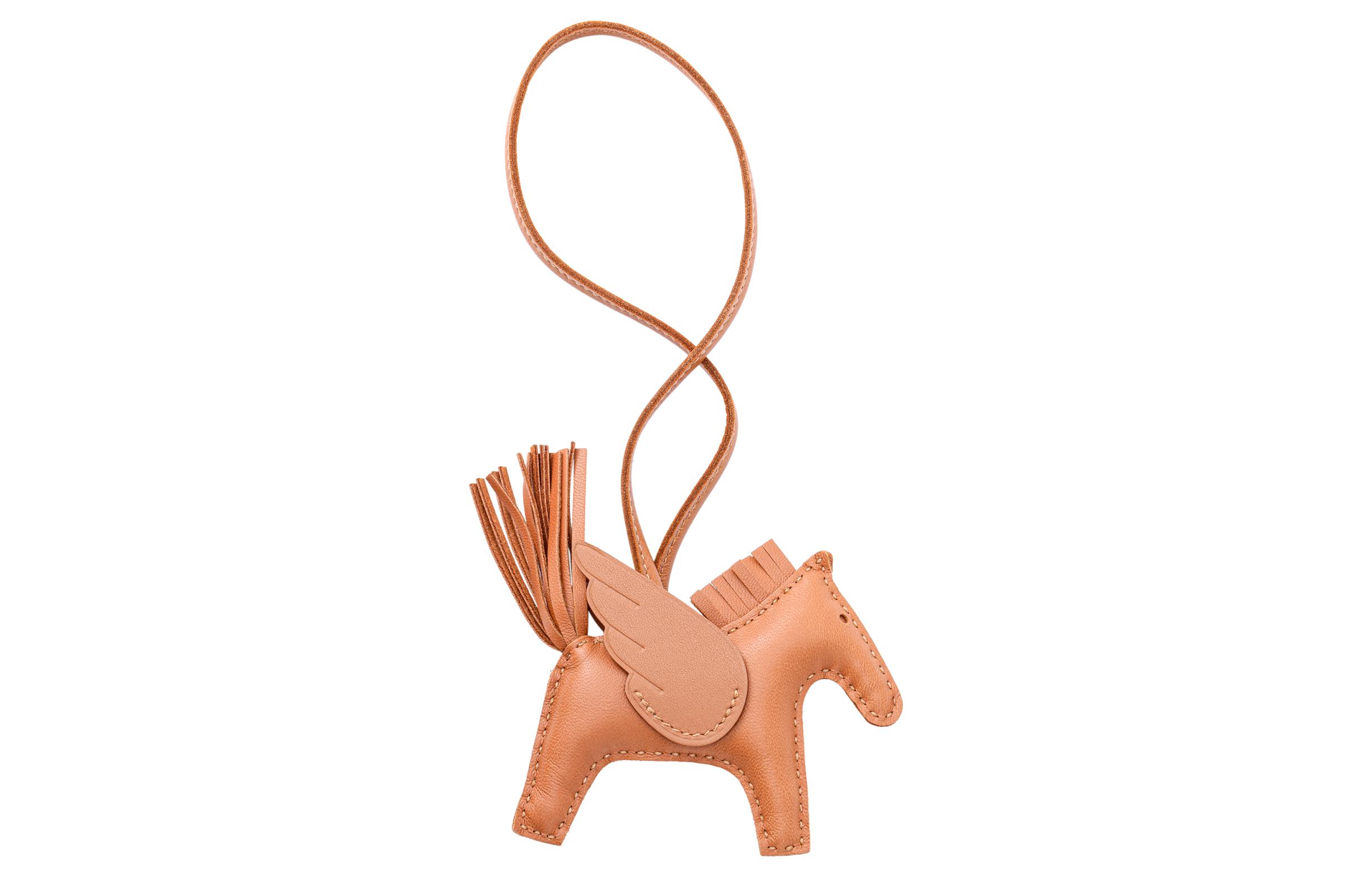 HERMES Pegasus Brown Small Charm Keychain Unisex Couple's Accessory. H083010CABI