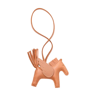 HERMES Pegasus Brown Small Charm Keychain Unisex Couple's Accessory. H083010CABI