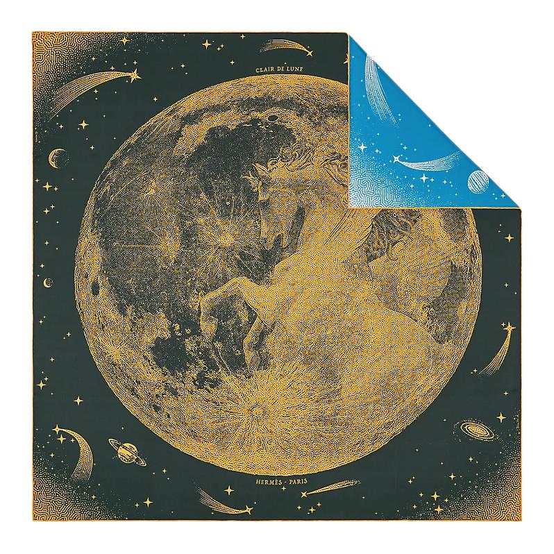 HERMES Pegasus Moonlight Silk Scarf Unisex 100% Silk Square Scarf H903795S-08