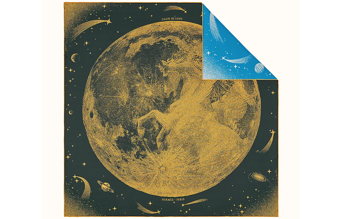 HERMES Pegasus Moonlight Silk Scarf Unisex 100% Silk Square Scarf H903795S-08 圖 2