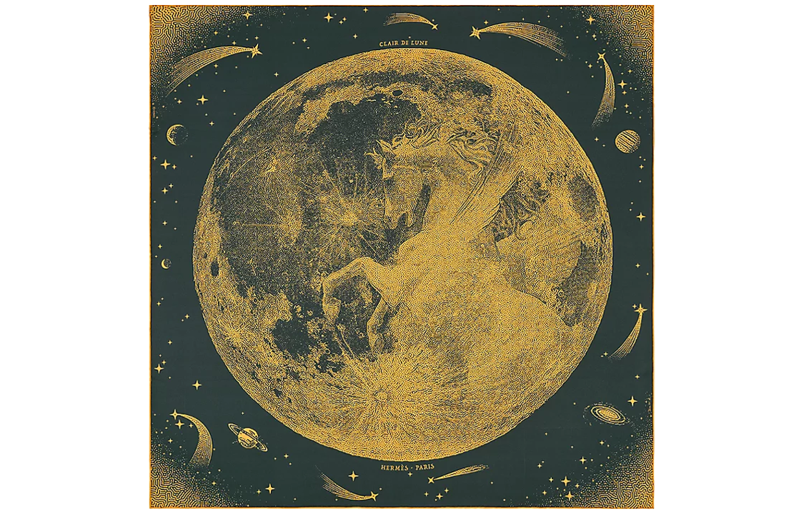 HERMES Pegasus Moonlight Silk Scarf Unisex 100% Silk Square Scarf H903795S-08 圖 4