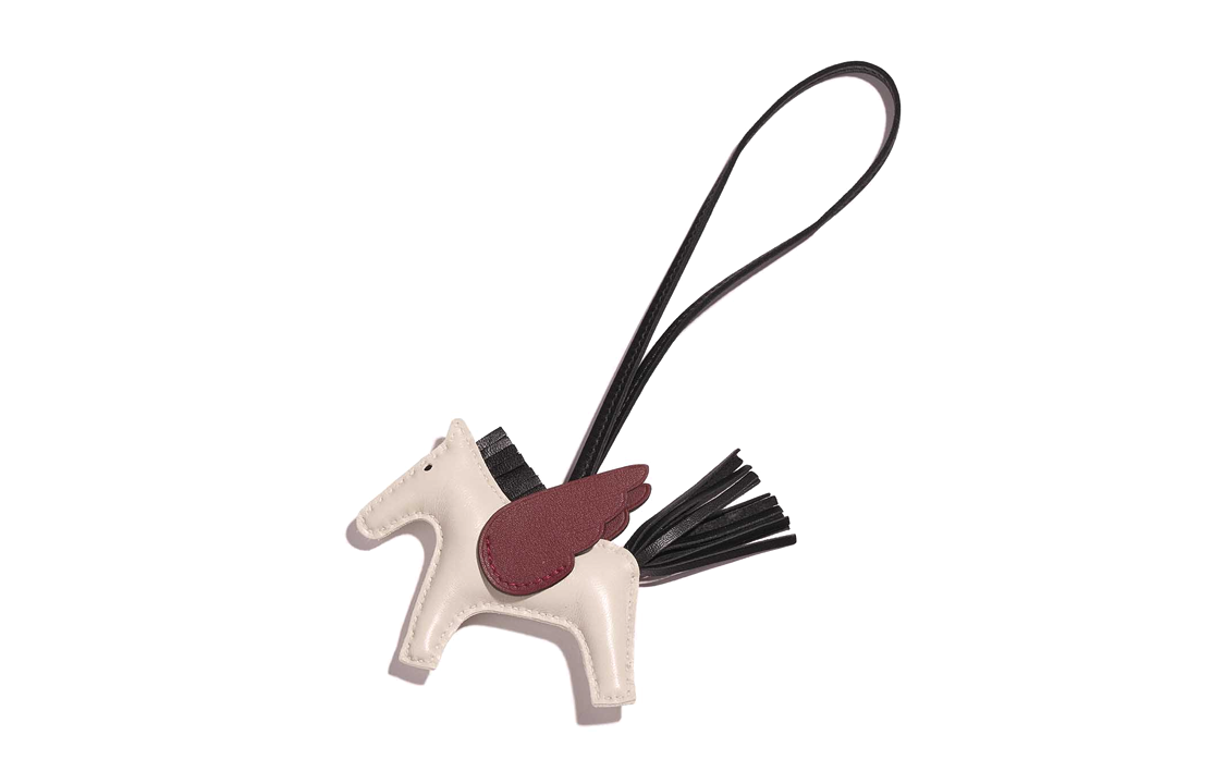 HERMES Pegasus Small Lambskin Charm Keychain Unisex White. h083010cacm