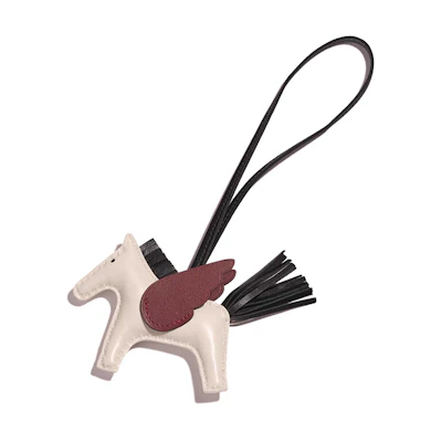 HERMES Pegasus Small Lambskin Charm Keychain Unisex White. h083010cacm