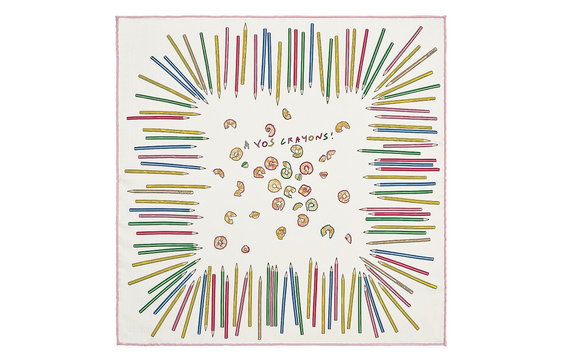 HERMES Pencil Design Silk Scarf H892253S-16