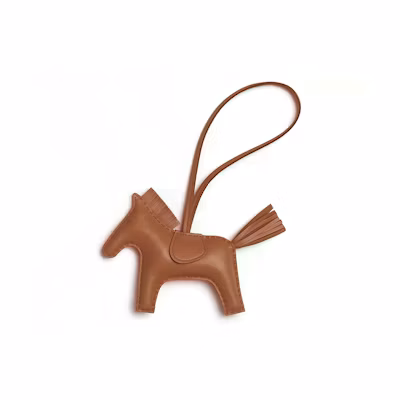 HERMES Petit Horse Charm Brown Leather Keychain Unisex Couple Accessory H064930CAEW