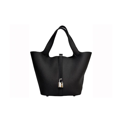 Hermes Picotin Lock Clemence Palladium MM 22 Noir