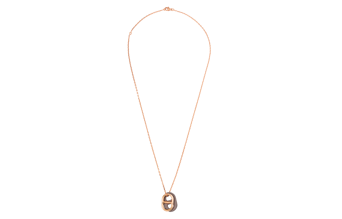 HERMES Pig Nose Design Rose Gold/Elephant Gray Calfskin Necklace for Men H079528CD18 圖 4