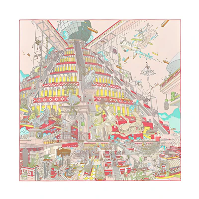 HERMES Pink Feathered Pegasus Legend Silk Scarf. H003517S-16