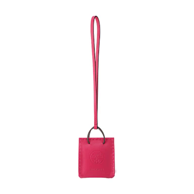 HERMES Pink Leather Bag Charm Unisex Couple Style Accessory. H079065CAAB