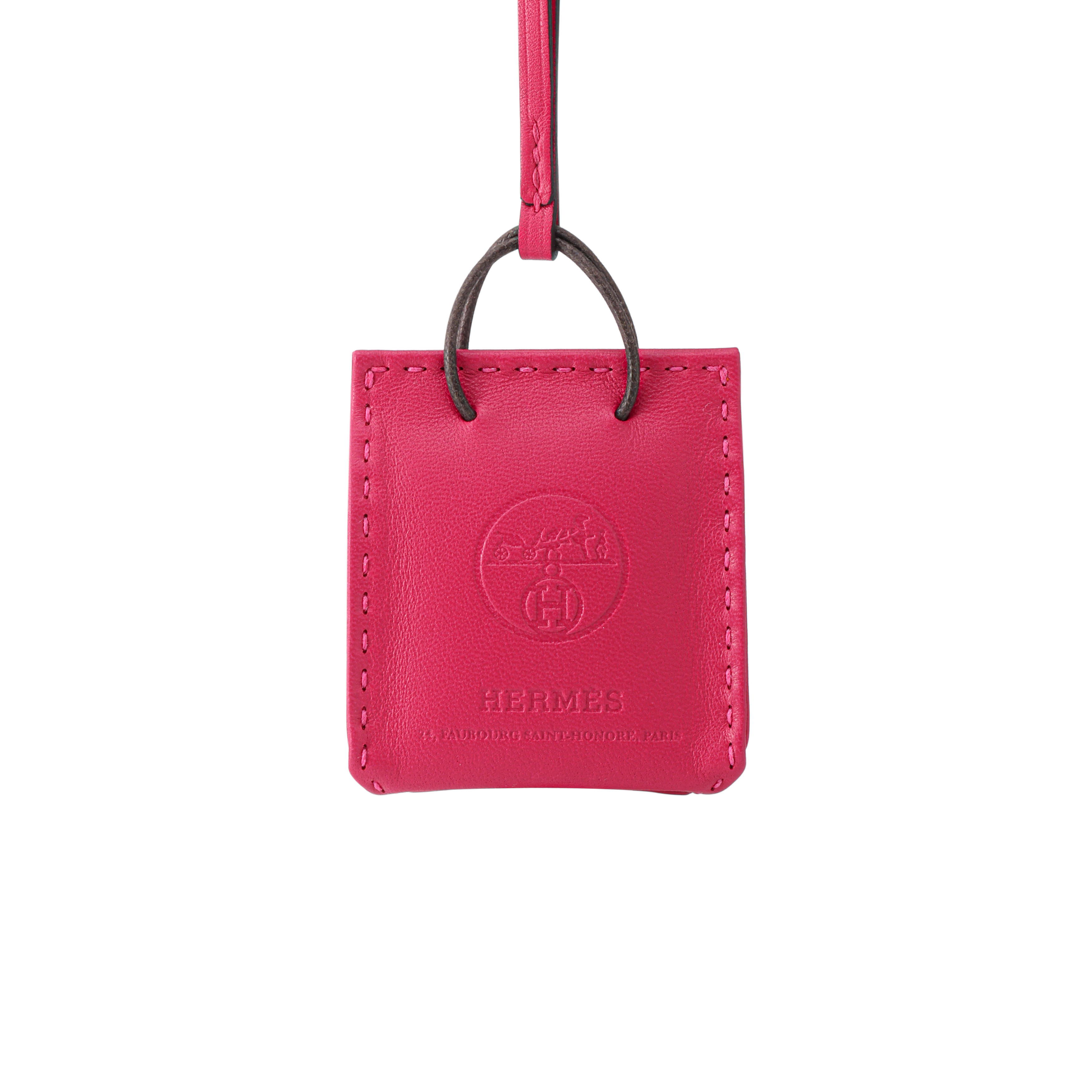 HERMES Pink Leather Bag Charm Unisex Couple Style Accessory. H079065CAAB 圖 4