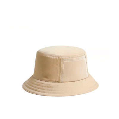 HERMES Plain Design Cotton Canvas Brown Bucket Hat for Men. H241025N