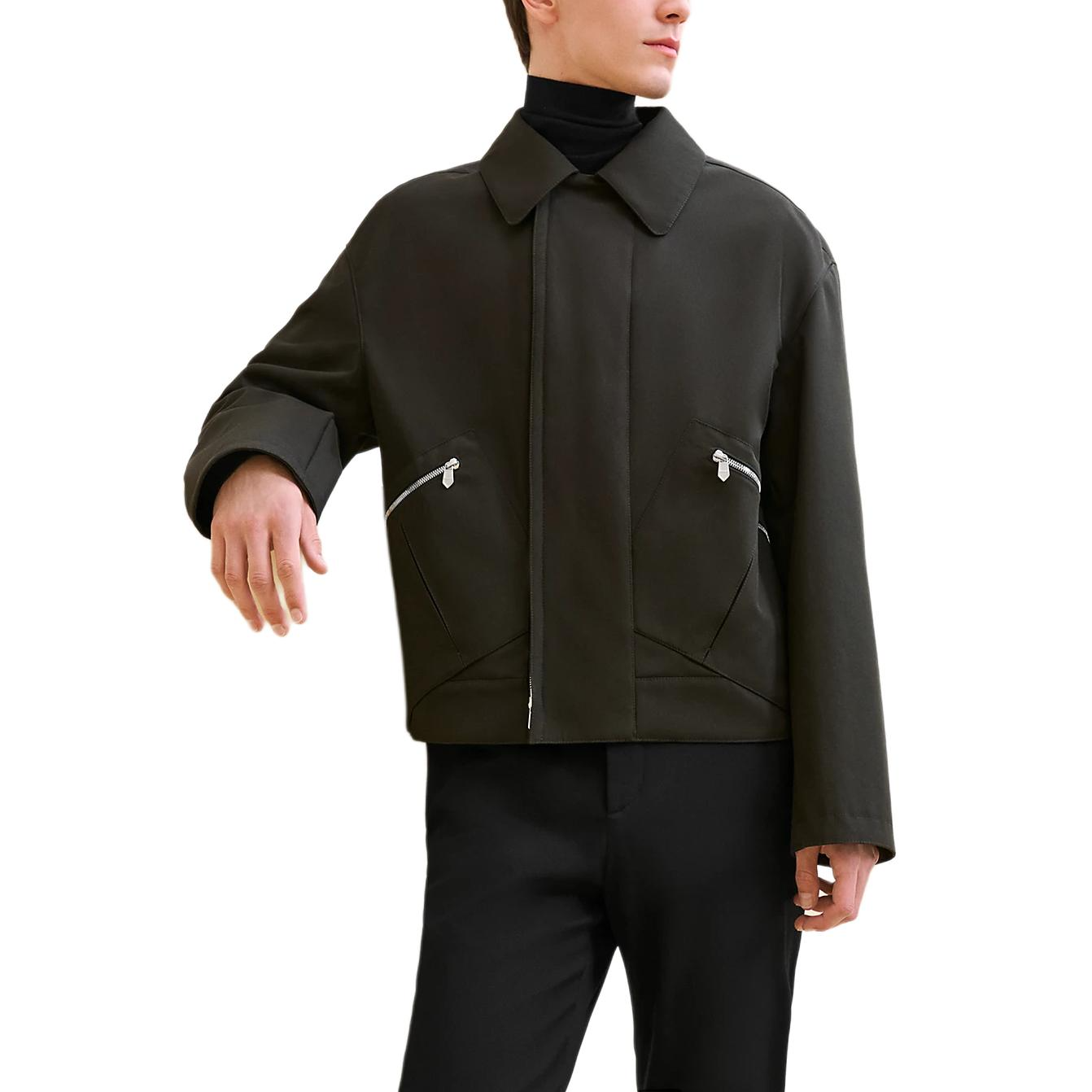 Hermes Plain Zipper Jacket in Dark Khaki H462200HC1146