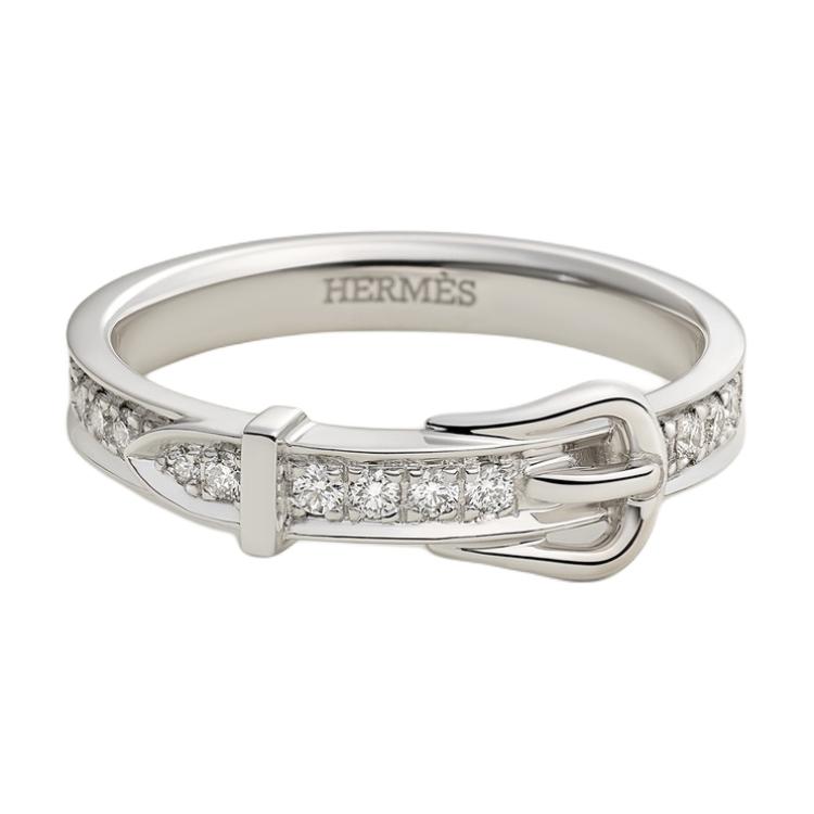 Order HERMES Platinum Diamond Ring Unisex Couple Style - Silver. H124608B00051