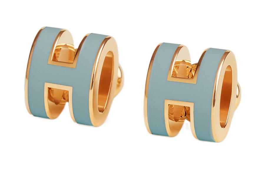HERMES Pop H Mini Gold Earrings Unisex Elegant Curved Design Couple Style. H608002F 05 圖 2