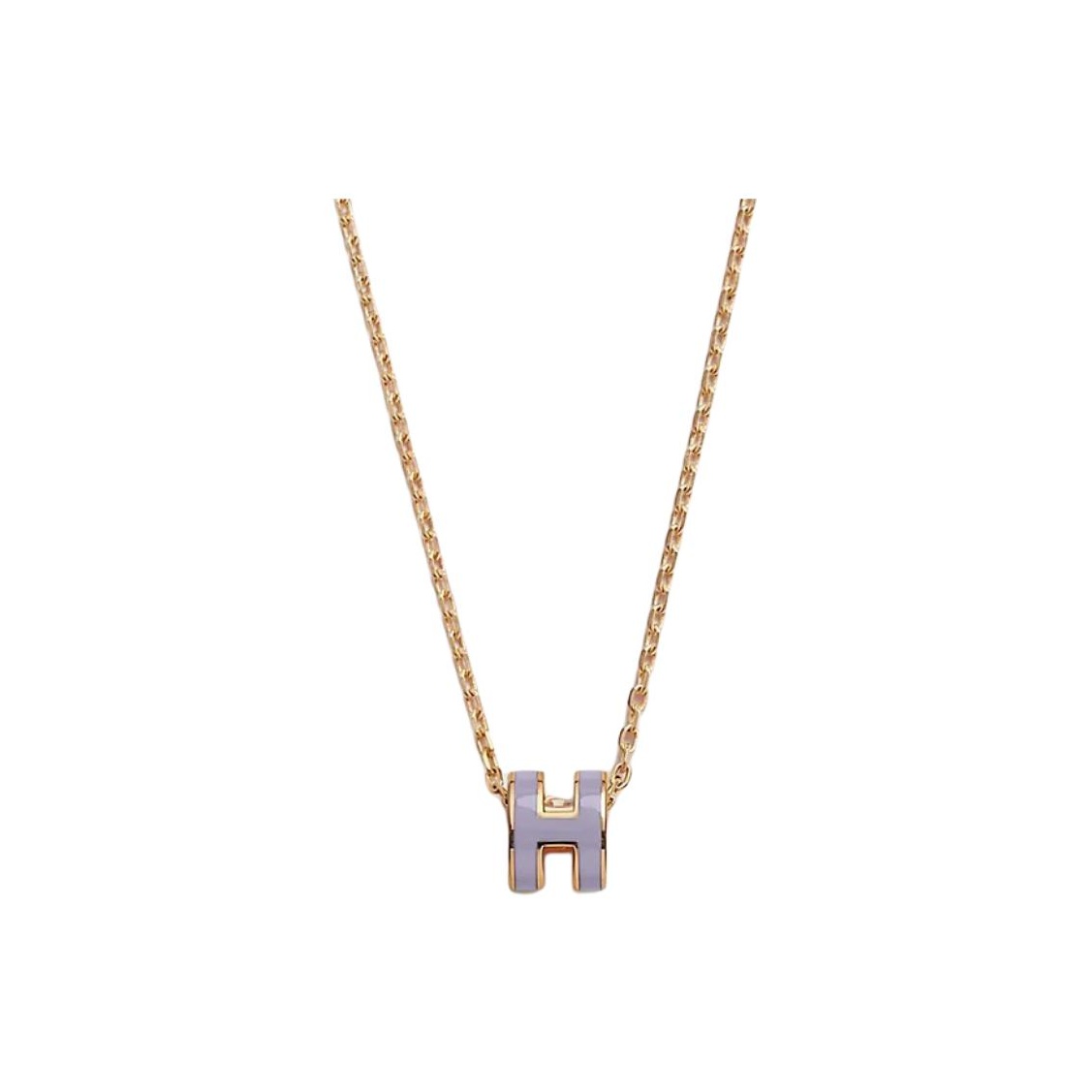 HERMES POP H Mini Pendant Necklace Unisex Purple Gold-Plated情侣款 H147992F-11