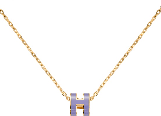 HERMES Kalung Loket Mini H Unisex Emas Bersadur Ungu Pasangan H147992F-11 Order HERMES Kalung Loket Mini H Unisex Emas Bersadur Ungu Pasangan H147992F-11