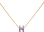 Order HERMES Kalung Loket Mini H Unisex Emas Bersadur Ungu Pasangan H147992F-11