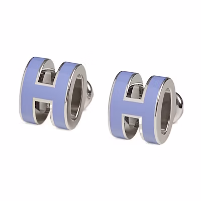 HERMES POP H Purple Enamel Metal Earrings Unisex Couple Design. H608002FP11