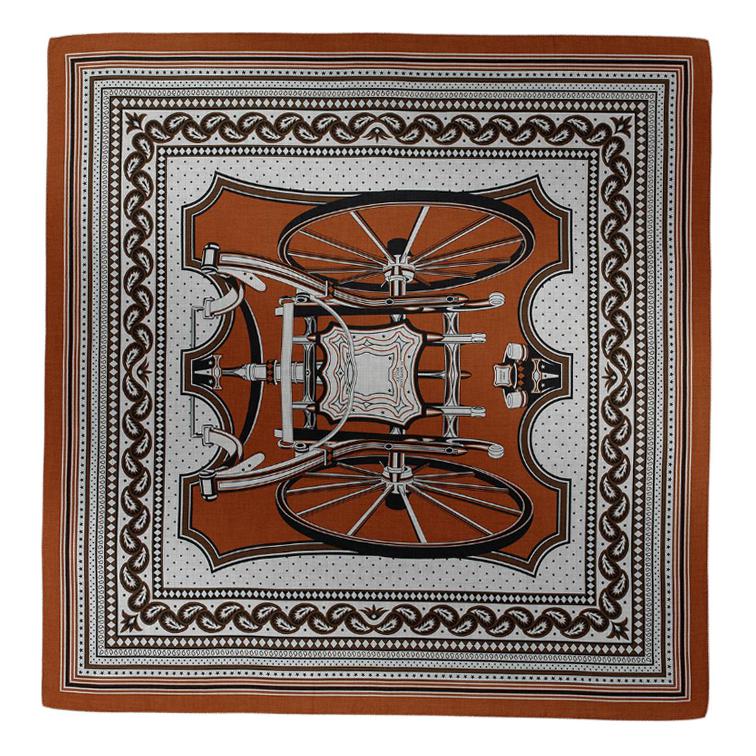 Lookbook HERMES Printed Design Cashmere Silk Shawl Unisex Couple Brown H244170S