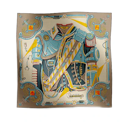HERMES Printed Goat Cashmere Silk Scarf Unisex Brown H104061T 14