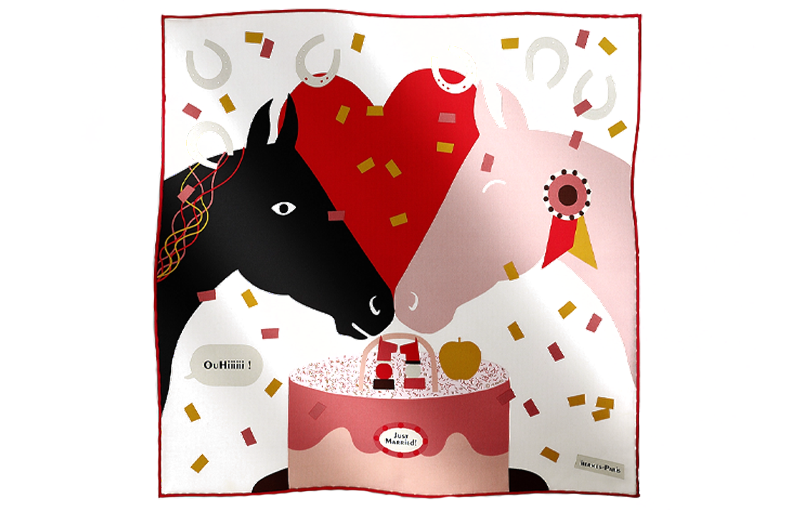 HERMES Printed Pattern Silk Scarf Unisex Couples White H894115S04 圖 2