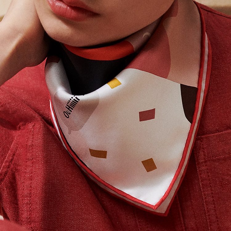 HERMES Printed Pattern Silk Scarf Unisex Couples White H894115S04 圖 3