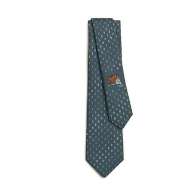 HERMES Printed Pattern Tie for Men in Grey-Blue H339379Tv08