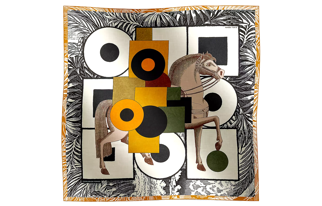 HERMES Printed Pattern Wool Scarf Unisex Couple Style Multicolor H244008S08