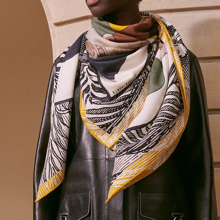 HERMES Printed Pattern Wool Scarf Unisex Couple Style Multicolor H244008S08 圖 3