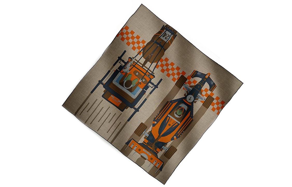 HERMES Printed Pattern Wool Scarf Unisex Couple Style Brown H103978T 08 圖 3