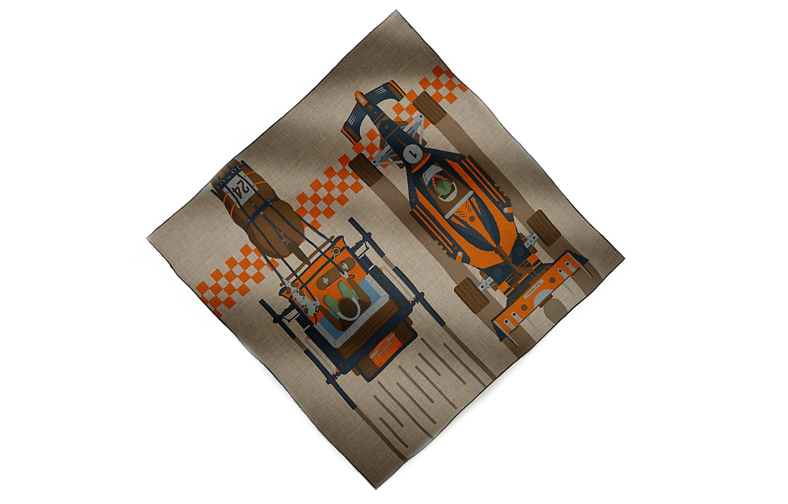 HERMES Printed Pattern Wool Scarf Unisex Couple Style Brown H103978T 08 圖 4