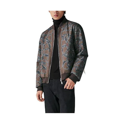 Hermes Printed Reversible Zip-Up Jacket Coffee Brown Outerwear H362800HI4T